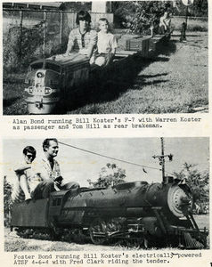 Top: Alan Bond running Bill Koster's F-7 with Warren Koster as passenger and Tom Hill as rear brakement