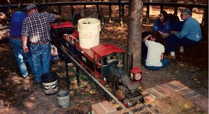 Charlie Purinton Had his 4-2-0 Locomotive "Seth" at the meet at Nick Edwards track in Nashua, NH, 19 Oct 1991.