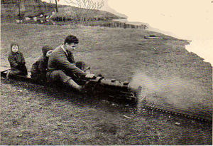 Calvert Holt's 3-1/2 inch scale home railroad in Connecticut. From "Mechanical Package Magazine #4 Fall 1932".