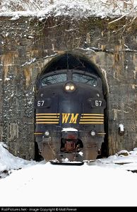 The loading gauge is pretty tight for this EMD FP7 near Elkins, West Virginia. Photo by Matt Reese.