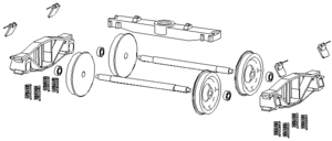 Exploded drawing of Cannonball Ltd archbar trucks.