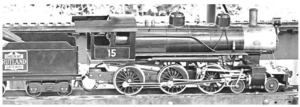 No. 15 - Bill Van Brocklin Light 4-6-0 No. 15 in 3/4 inch scale. Photo by Pat Fahey, 1985, Holliston, MA track.