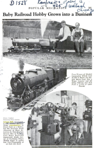 Calvert Holt Pennsy K4s Live Steamer, Popular Mechanics, March 1935 page 341.
