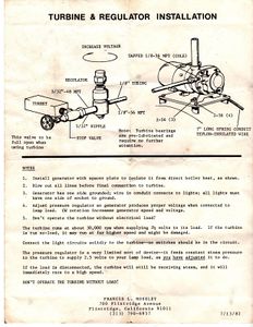 Moseley turbo generator Turbine & Regulator Instructions. Posted on eBay, December 2014.