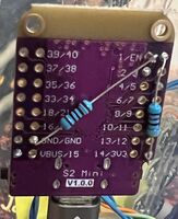 Back side of ESP32-S2 Mini control board.