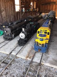 Frank Mann's 5001 in the car barn at Indian Gap on the Comanche & Indian Gap RR, 27 January 2018. Photo by Danny Click.