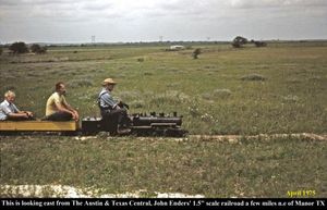 Looking east from the John Ender's Austin & Texas Central Railroad, April 1975. Photo by Connor Sweet, provided by Shane Murphy.