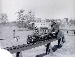 Laverne Langworthy, age 61, at Lester Friend's track in Danvers, MA, 1939.