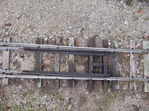 A kick switch on Jack Haskins Able Springs and North Texas Railroad. Photo by Rick White.