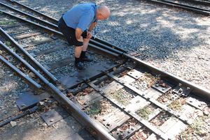 EdMcCameyh Inspects 3-way Stub Turnout for Comformance by Rene Gourley.jpg