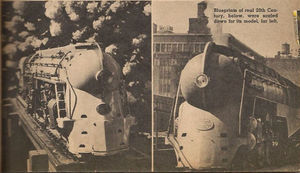 Clarkson Bundick's 3/4 inch scale NYC Hudson on left, full-size Hudson on right.