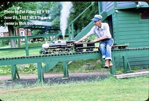 Dick Bourinot at the throttle of Van Brocklin's No 19, 21 June 1987. Photo by Pat Fahey.