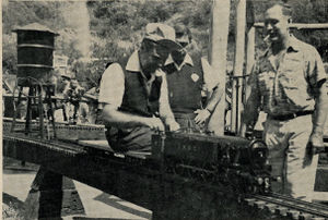 David Rose preparing for his first test run of a new loco purchased in England.