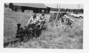 A beloved Live Steamer to many--the late "Tom Stambaugh" along with the late "Frank Dee". From the Harry Dixon collection.