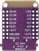 Pin diagram from back side of ESP32 S2 Mini control board.