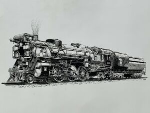 Chesapeake & Ohio 4-6-2 Pacific, pencil drawing by Alan Armitage.
